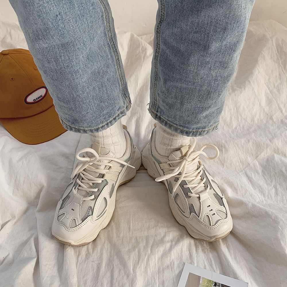 Women-Sneakers-Fashion-Mesh-Chunky-Sneakers-Casual-Shoes-Autumn-Reflective-Comfortable-Thick-Sole-White-Dad-Flats-2