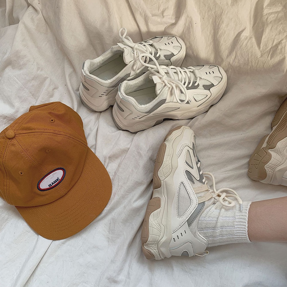 Women-Sneakers-Fashion-Mesh-Chunky-Sneakers-Casual-Shoes-Autumn-Reflective-Comfortable-Thick-Sole-White-Dad-Flats-4