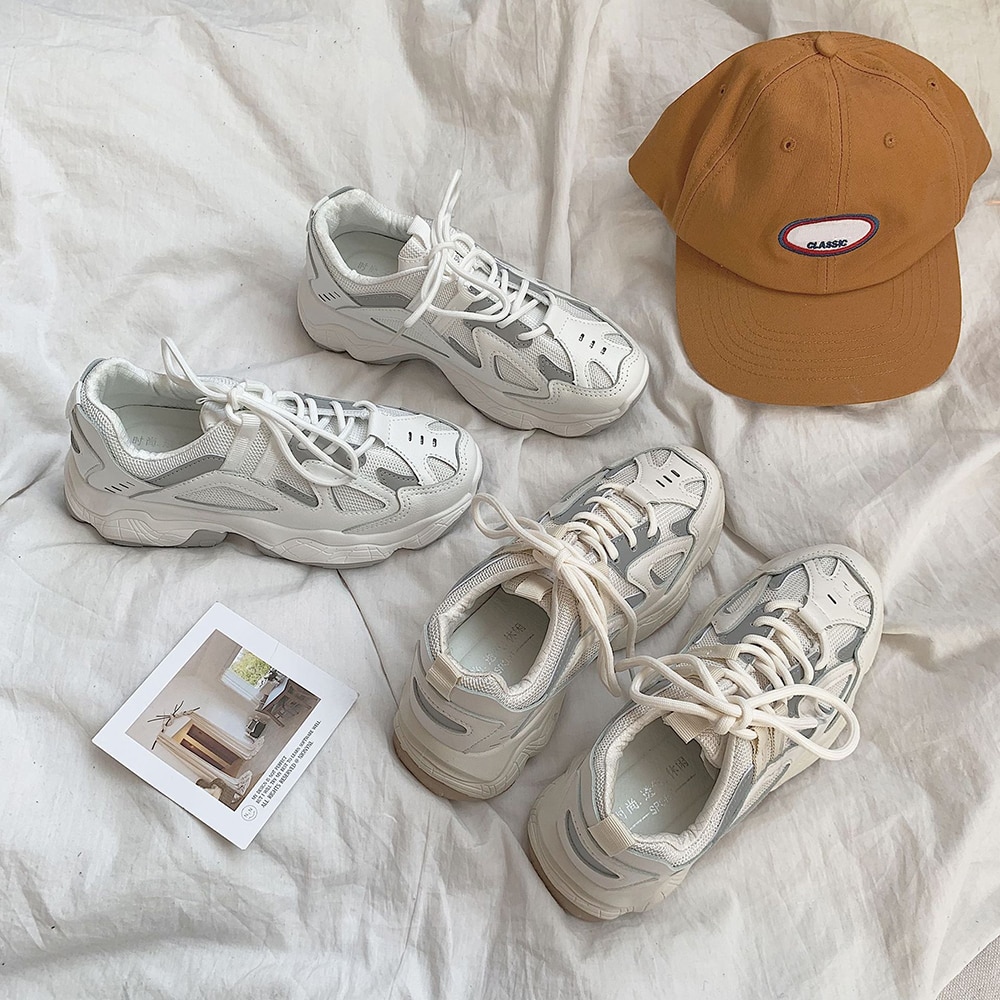 Women-Sneakers-Fashion-Mesh-Chunky-Sneakers-Casual-Shoes-Autumn-Reflective-Comfortable-Thick-Sole-White-Dad-Flats-5